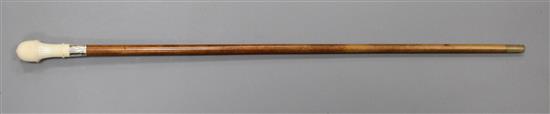 A late Victorian malacca walking stick, 35in.